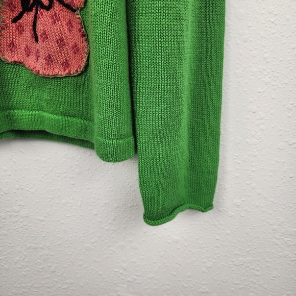 Susan Bristol Medium Holiday Christmas Sweater Green Tacky Santa Pull-over Knit - Picture 8 of 9